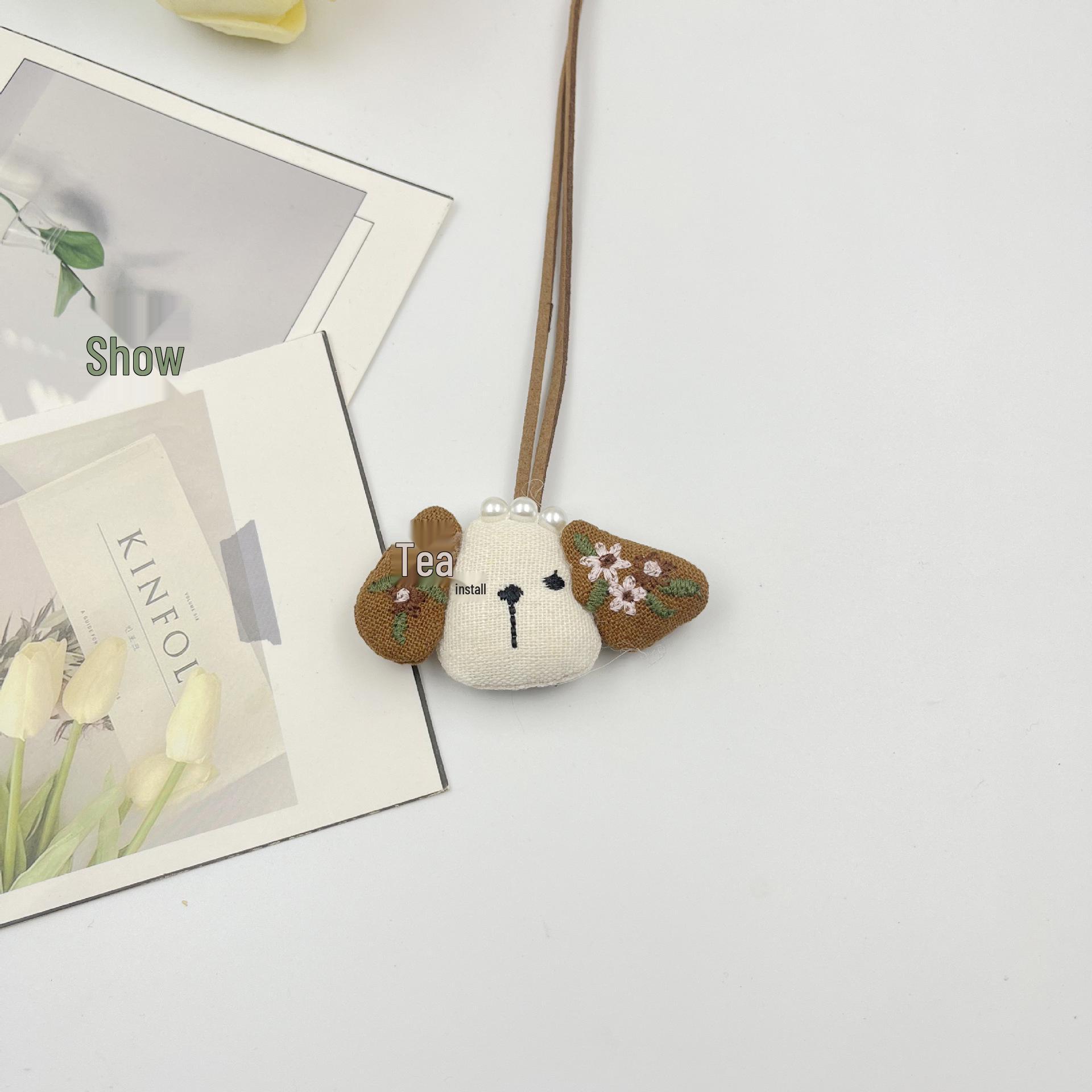Cute 3D Cartoon Fabric Lanyard Necklace  Brooch for Girls - Playful Pendant Accessory Necklace
