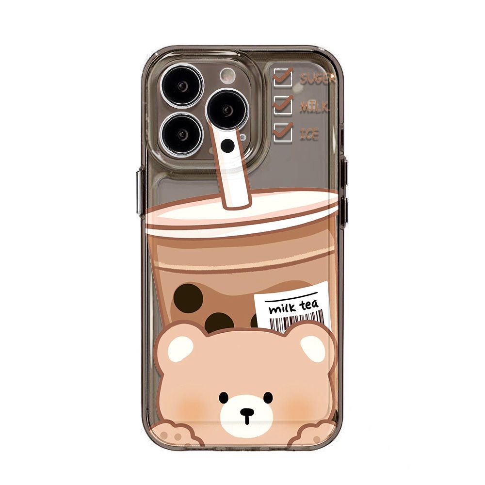 Milk tea bear is suitable for iPhone17promax Apple 16 mobile phone case 14/13 cute 15 popular hair