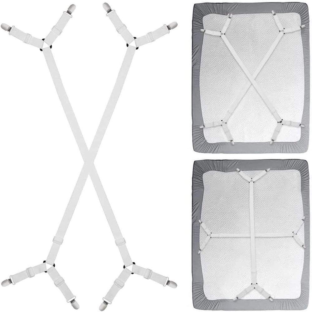 2/4PC Adjustable Elastic Bed Sheet Clips|Prevents Sliding and Movement|Ideal for Beds,Sofas,and Tablecloths, Bedding Accessories