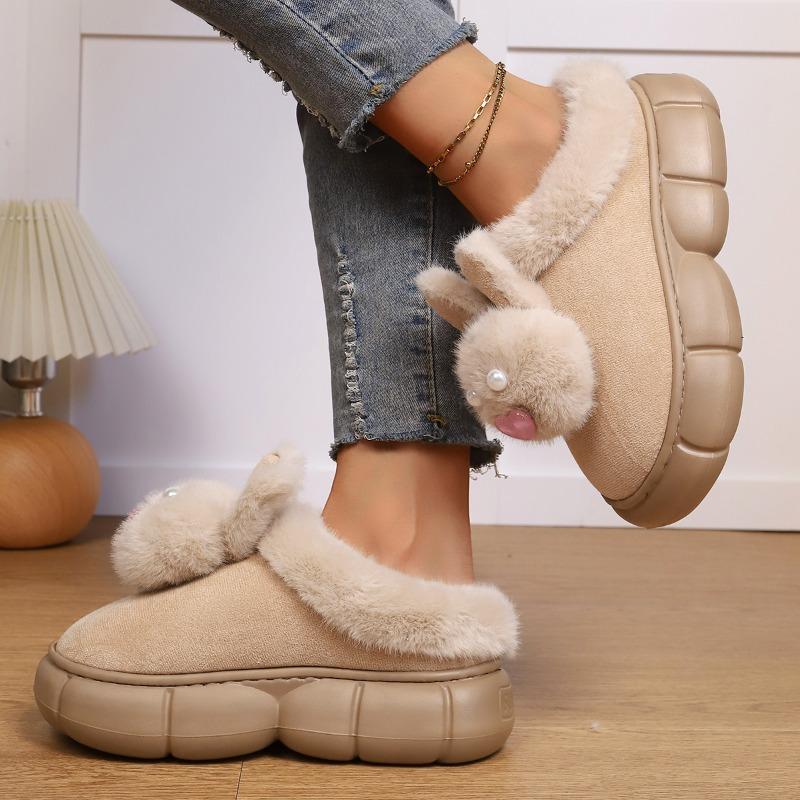 Fashion Cotton Slippers Women's Autumn and Winter Wear 2025 New Indoor Home Platform Heightened Warm Plush Shoes