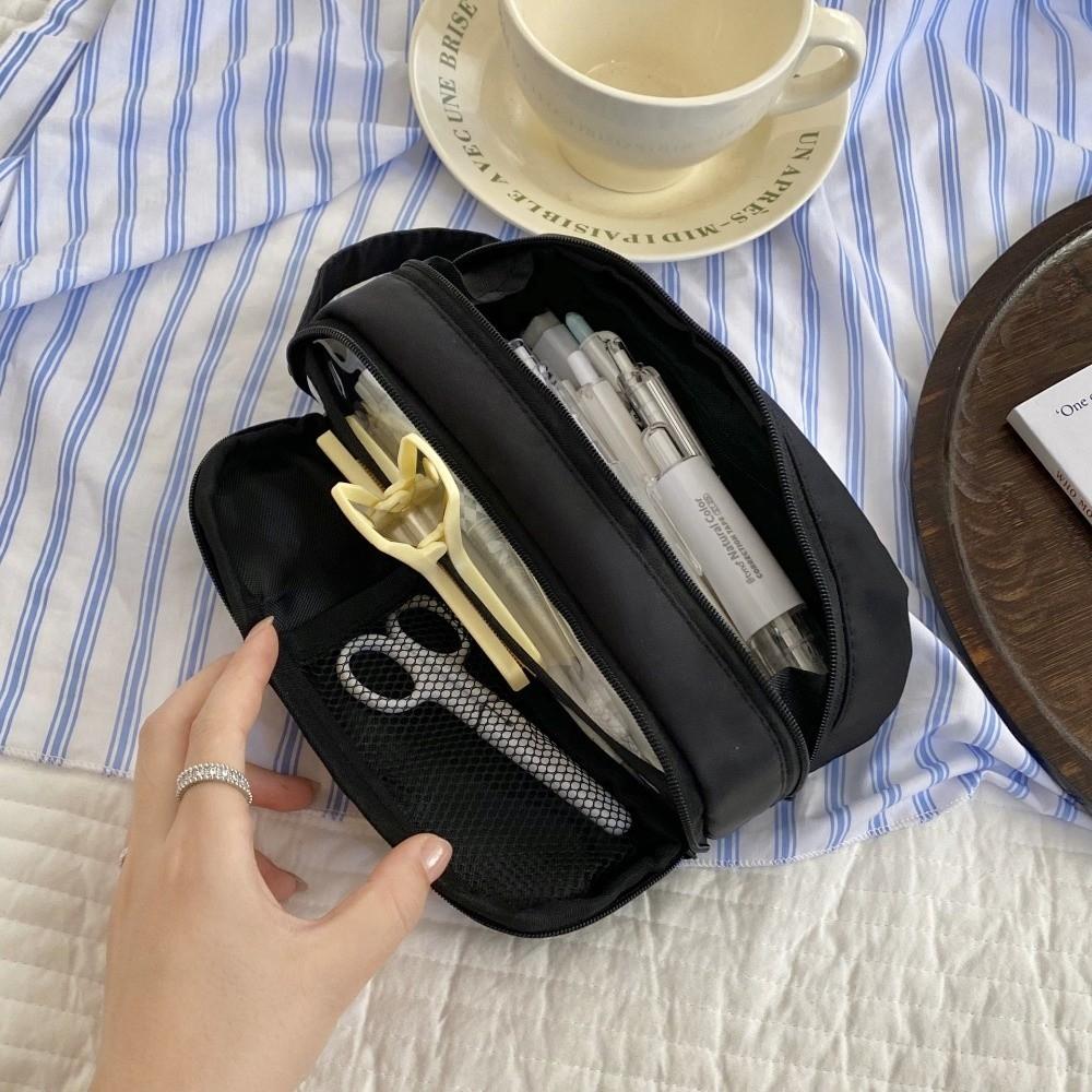 Wine Red Korean Stationery Bag Desktop Storage Solid Color Pencil Pouch  Office