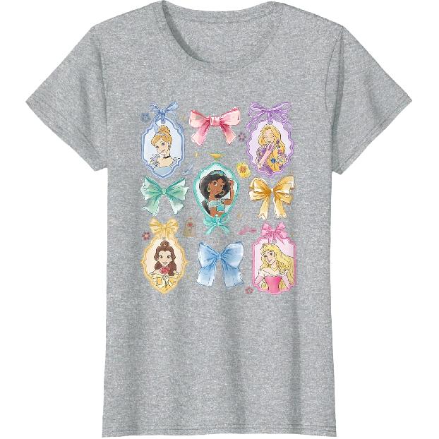 Disney Princess and Bows Watercolor Portraits Collage T-Shirt