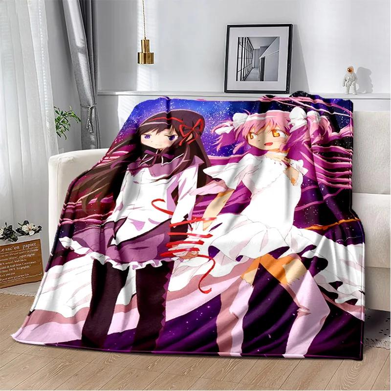 Karikatür Puella Magi Madoka Magica Battaniye, Yumuşak Atmak Battaniye Ev Yatak Odası Yatak Kanepe Piknik Seyahat Ofis Kapak Battaniye Çocuklar için