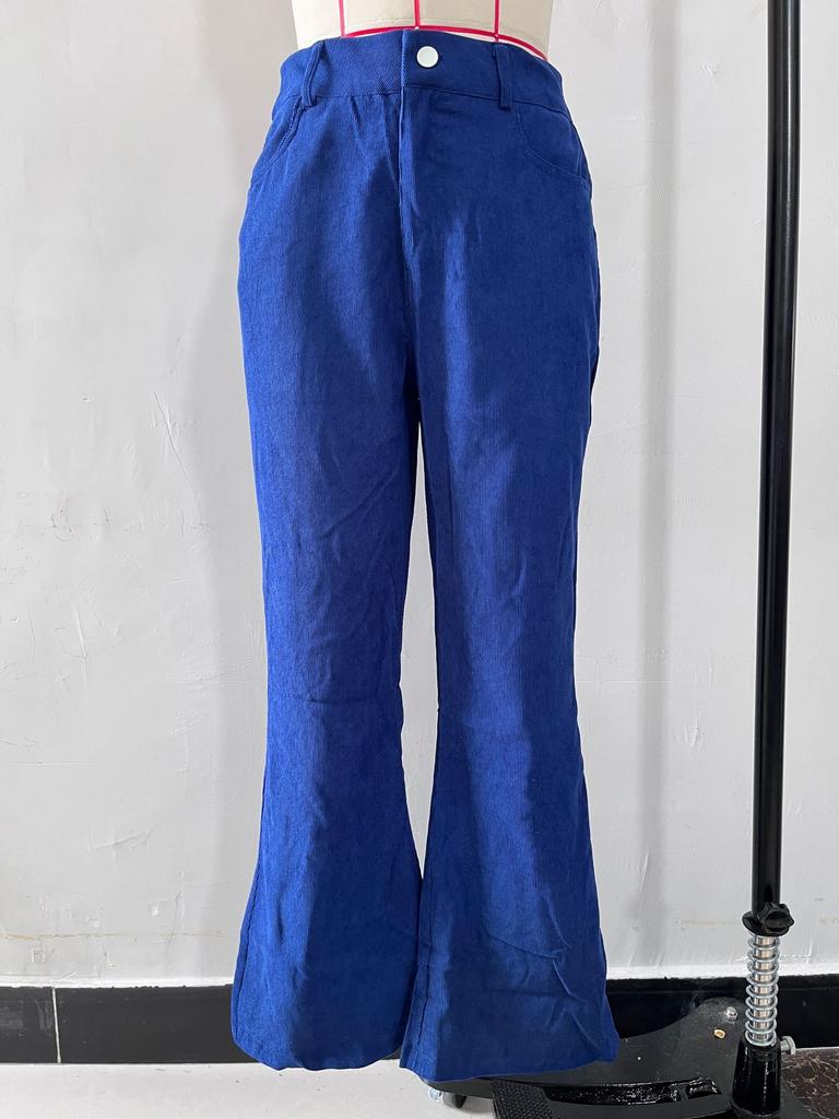 Vårmote Kordfløyel Slengbukser Vide Ben Bukser Dame Ensfarget Casual Komfortable Bukser