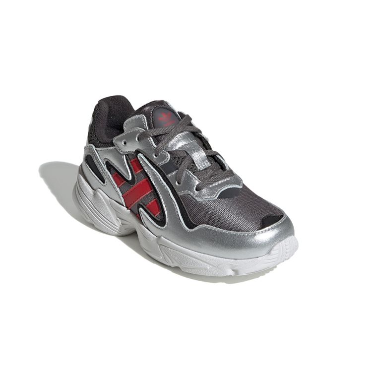 adidas Originals Yung-96 Chasm Non-Slip Low-Top Casual Shoes Kids Sneakers Silver Red White EE9302