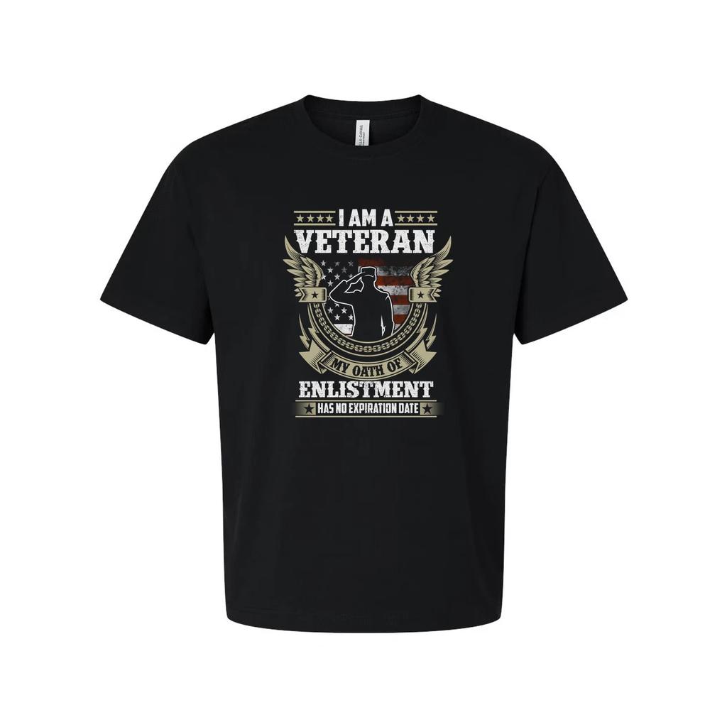 I Am A Veteran Graphic Tee Featuring Eagle Emblem Badge And Enlistment Oath Desi
