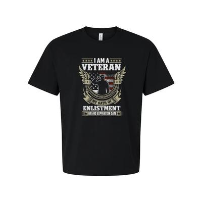 I Am A Veteran Graphic Tee Featuring Eagle Emblem Badge And Enlistment Oath Desi