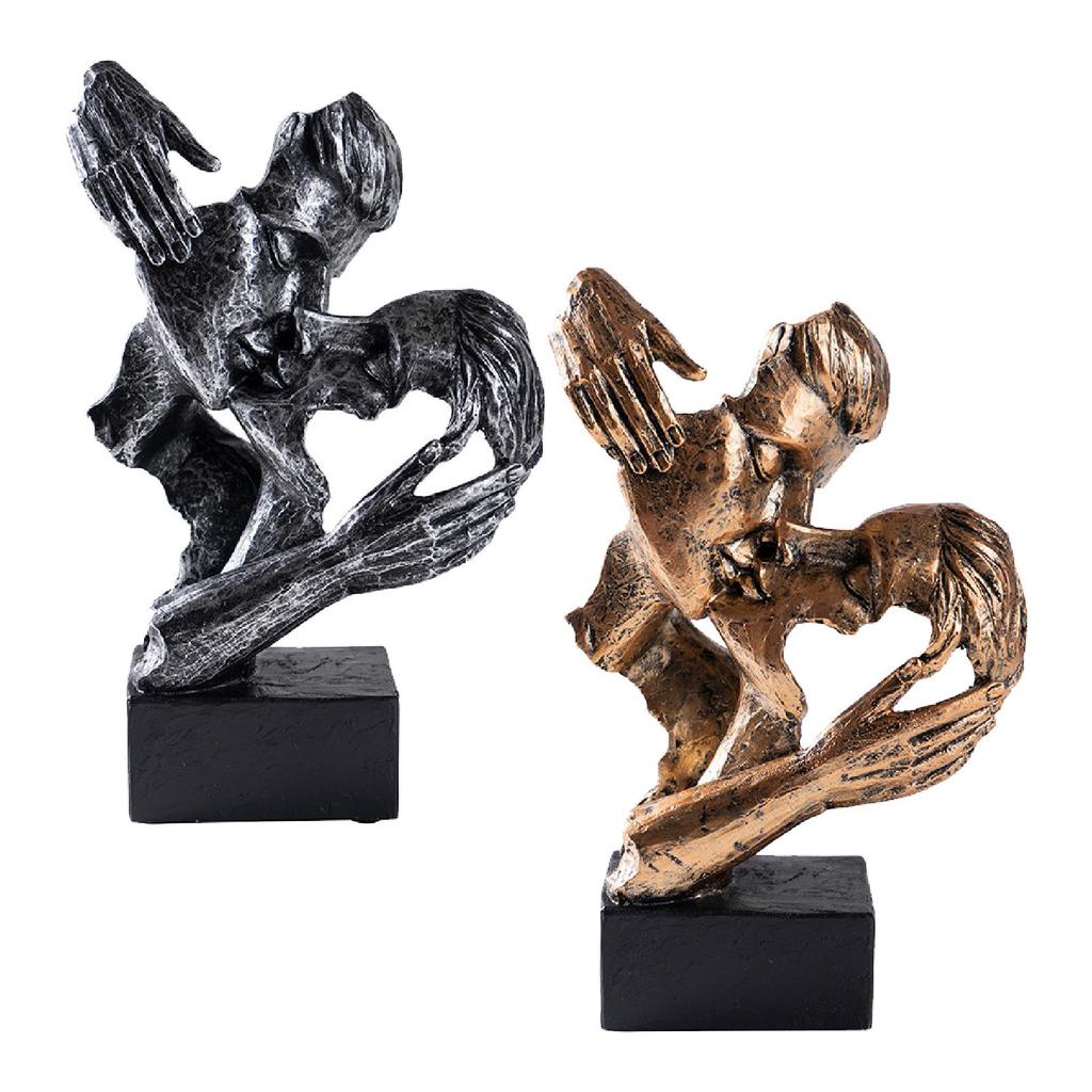Abstract Art Couple Sculpture Tabletop Centerpiece Couples Kiss Sculpture for Festival Bedroom Fireplace TV Cabinet Shelves