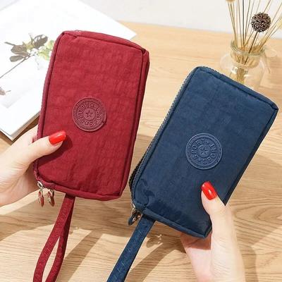 Korean Fabric Ladies Coin Purse Long Fashion Three-layer Zipper Mobile Phone Key Bag Ladies Wallet