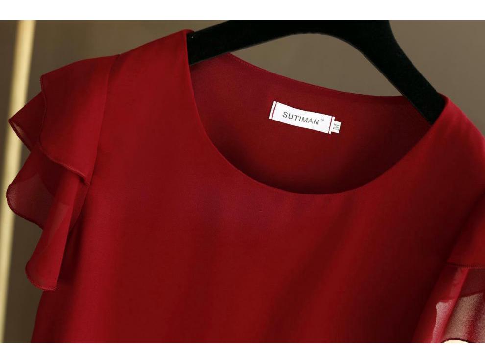 Women's Plus Size Chiffon Top: Loose, Fashionable, Short-Sleeved Summer Blouse