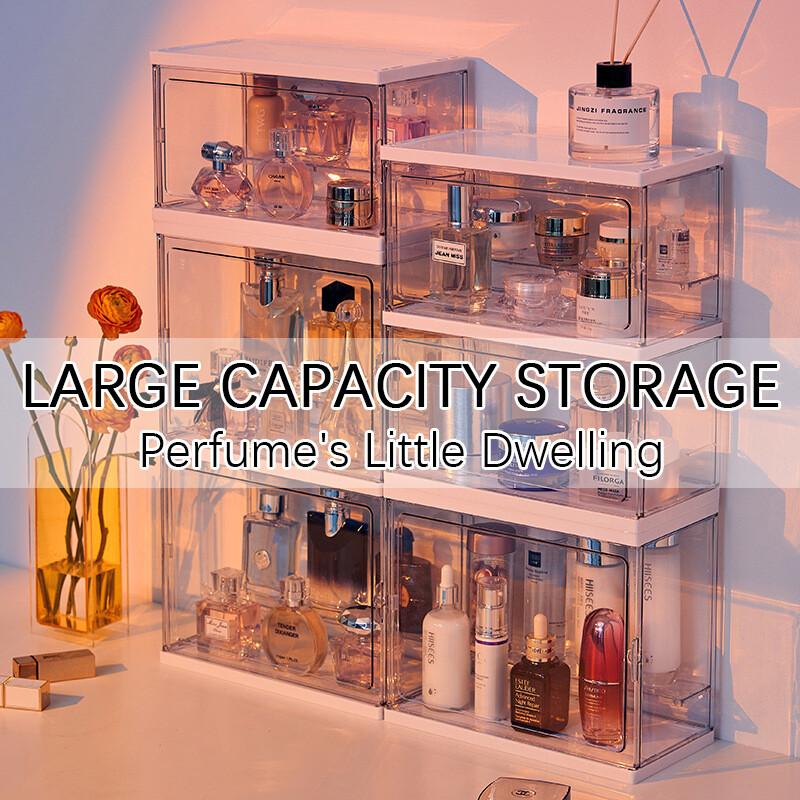 Perfume Storage Box Large Capacity Transparent Makeup Storage Box Multi-functional Desktop Organizer