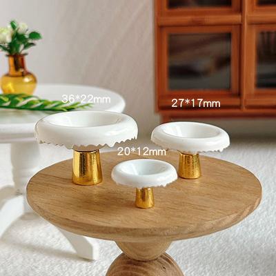 1Pcs Kids Pretend Play Toys Dollhouse Miniature High Foot Tea Dish Dessert Pan Fruit Tray Model Kitchen Accessories