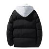 2025 Herren Baumwolljacke im Faux-Zweiteiler-Look: Verdickte, Kapuzen-Winteroberbekleidung mit Plüschpolsterung