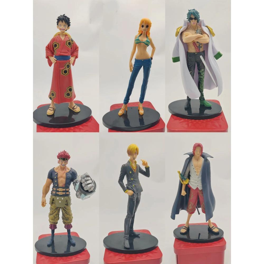6pcs/set Cheap  Anime One Piece Luffy Zoro Nami Sanji Franky Shanks Boa Kids Figures Pvc Model Toys 16-18cm
