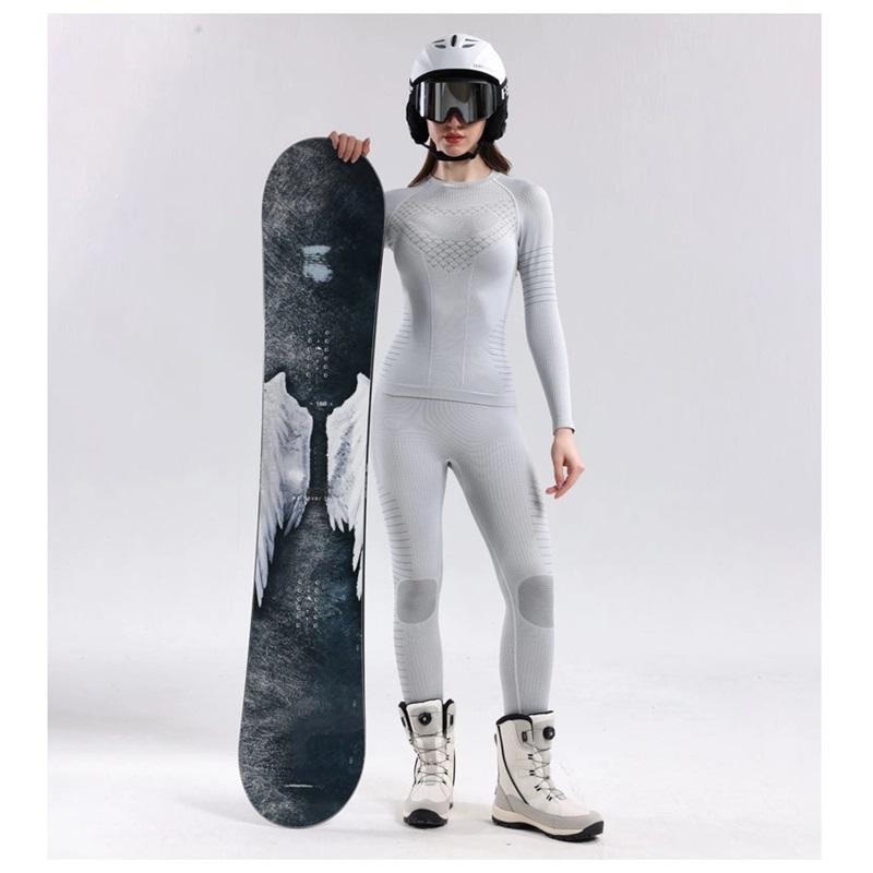 Womens Ski Suit Thermal Compression Base Layer Sweat Wicking Quick Dry Skiing Outfit Fitness Activewear Set