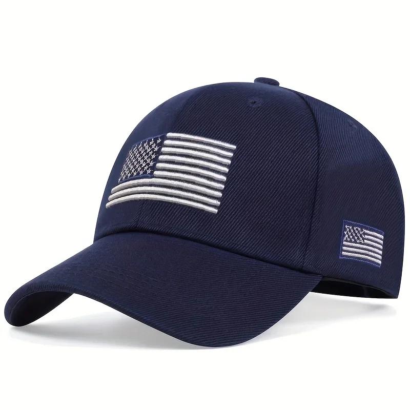 Unisex Baseballkappen mit amerikanischer Flaggenstickerei, verstellbar für den Außenbereich, Frühling und Herbst, lässige Sonnenhutkappe blue