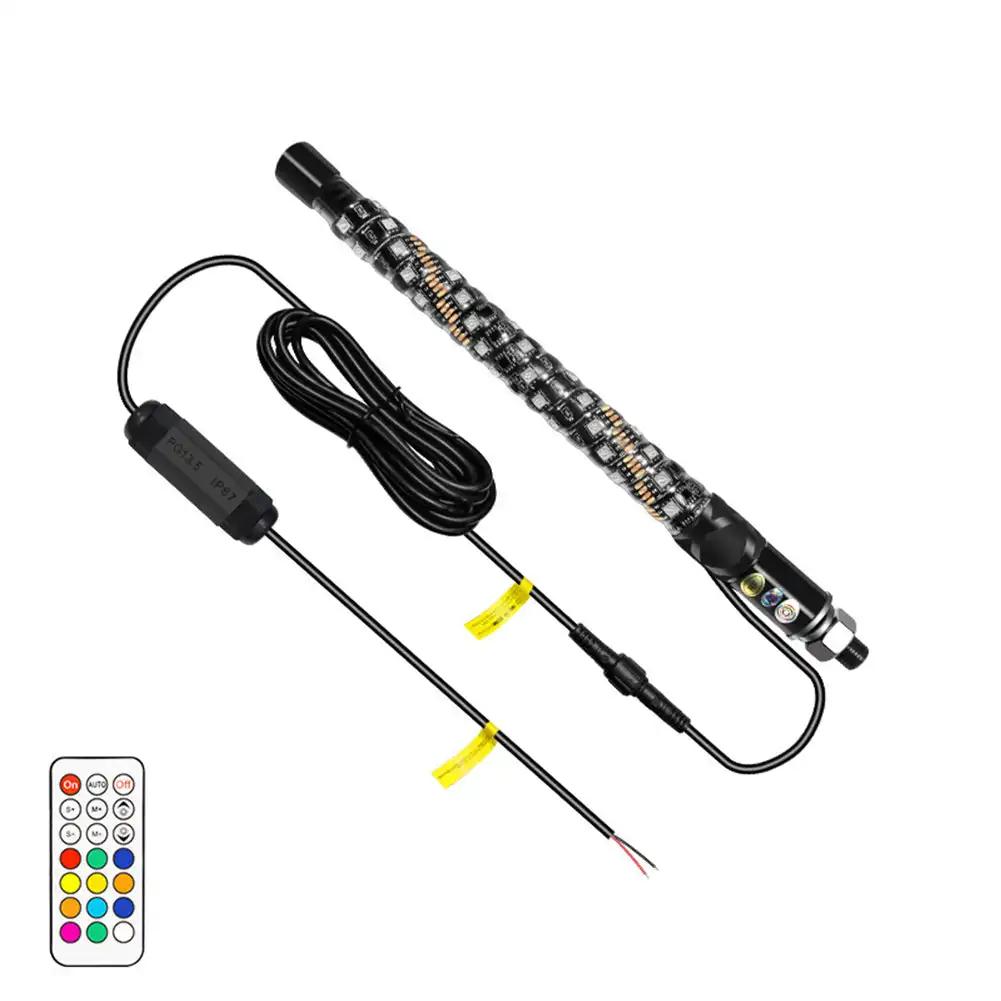 30cm/1ft Uzaktan Kumandalı LED Bayrak Direği Işıkları Renkli Bayrak Direği Spiral Anten Kamçı Işıkları UTV ATV Off Road Kamyon Kum Arabası için