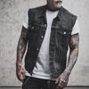 Bullhorn Sleeveless Punk Sports Motorcycle Flip Collar Hegemonic Men's Cowboy Vest E-commerce 2039