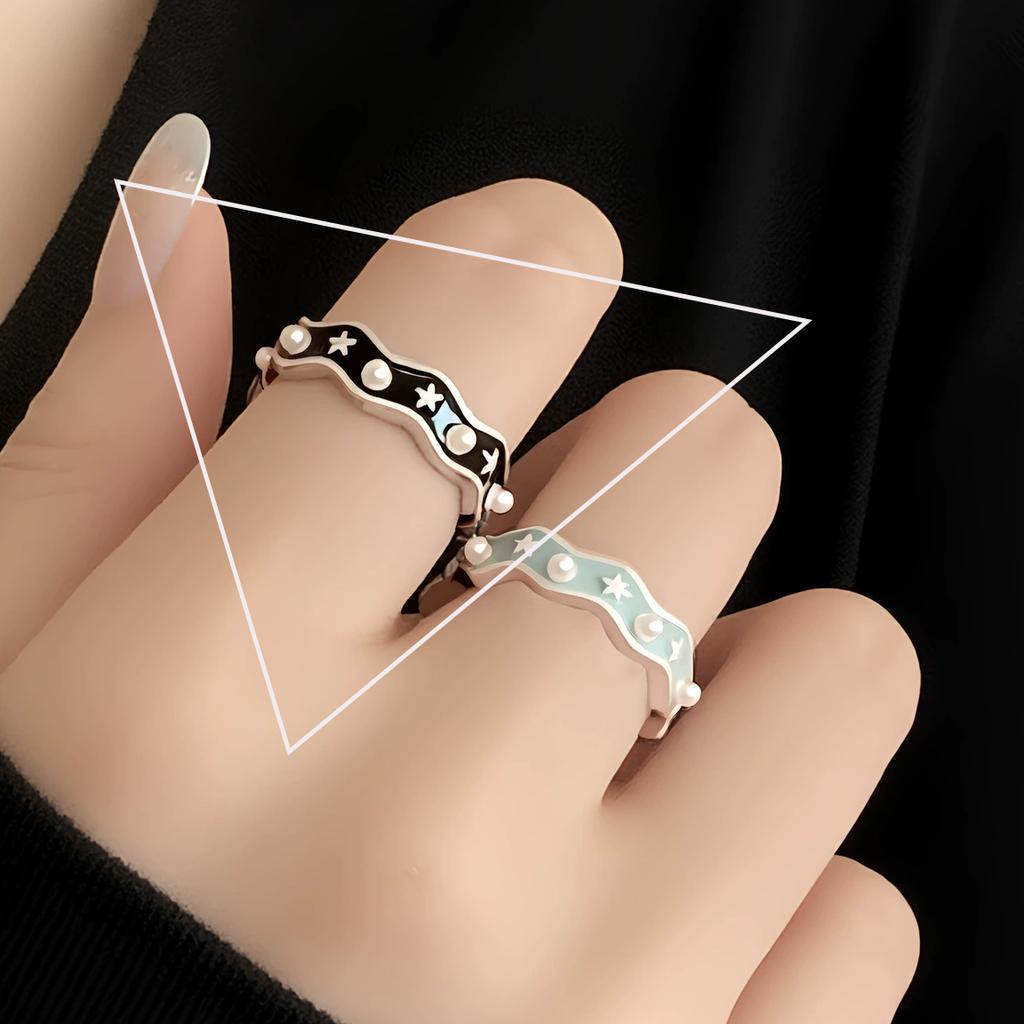 PANJBJ 925 Sterling Silver Four-pointed Star Shining Zircon Ring High-end Personalized Opening Adjustable Jewelry