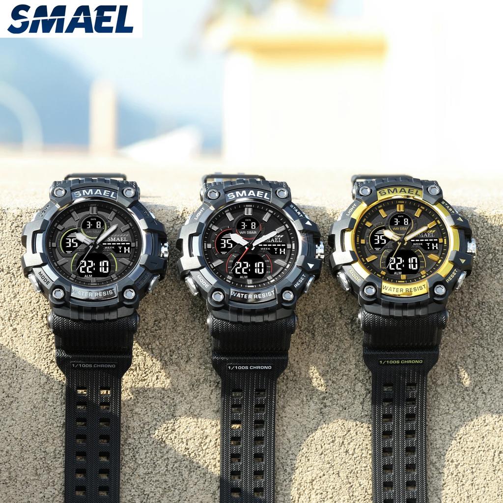 SMAEL Glow Men's Watch 8079 Tactical Watch Male Student Sports Dual Display Digital Waterproof
