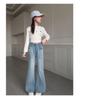 Girls' Light Color Micro Flare Jeans, Medium and Large Children's Stylish Spring/Autumn Pants 2026