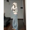 Winter Waist Warm Short Bread Jacket Fashion Fur Collar Hooded White Cotton Dress Women