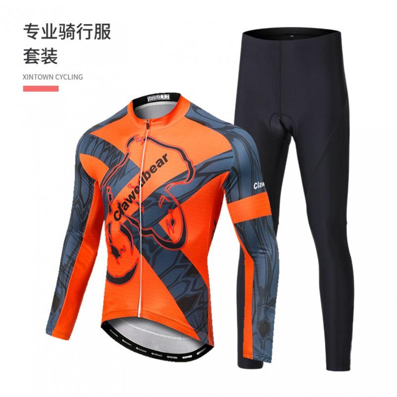 Mens Cycling Jersey Shorts Set Breathable Bike Riding Outfit Orange Electric Sound Fan Shu