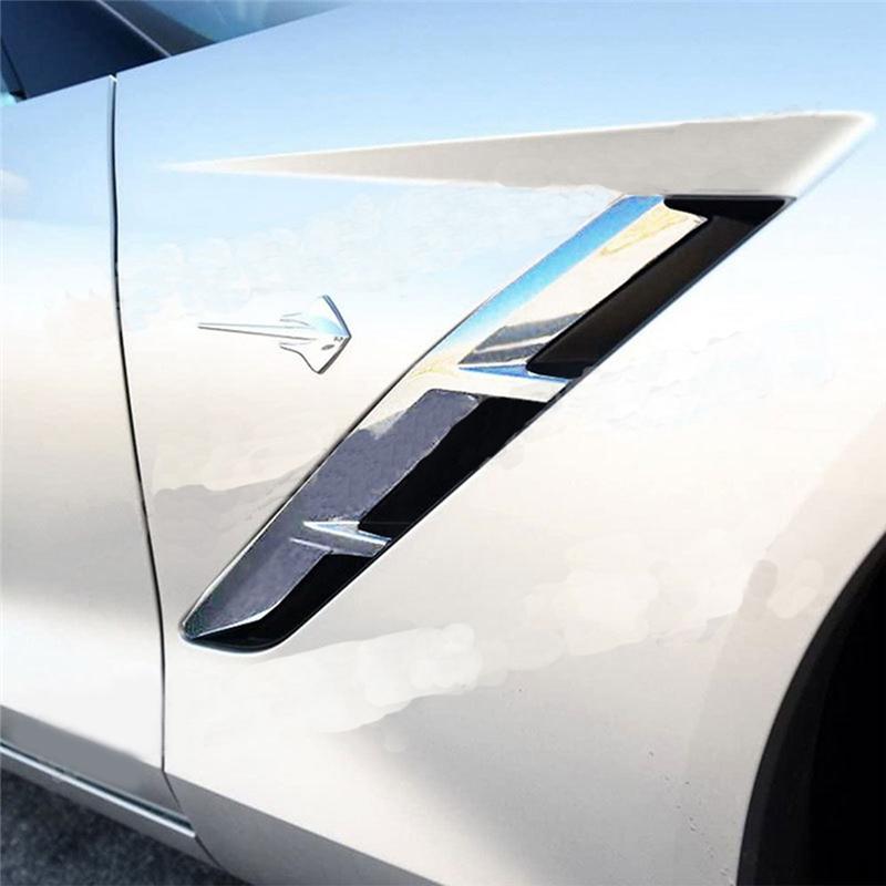 Side Fender Air Vent Cover Trim Shark Gills Side Vent Sticker For  Corvette C7 2014-