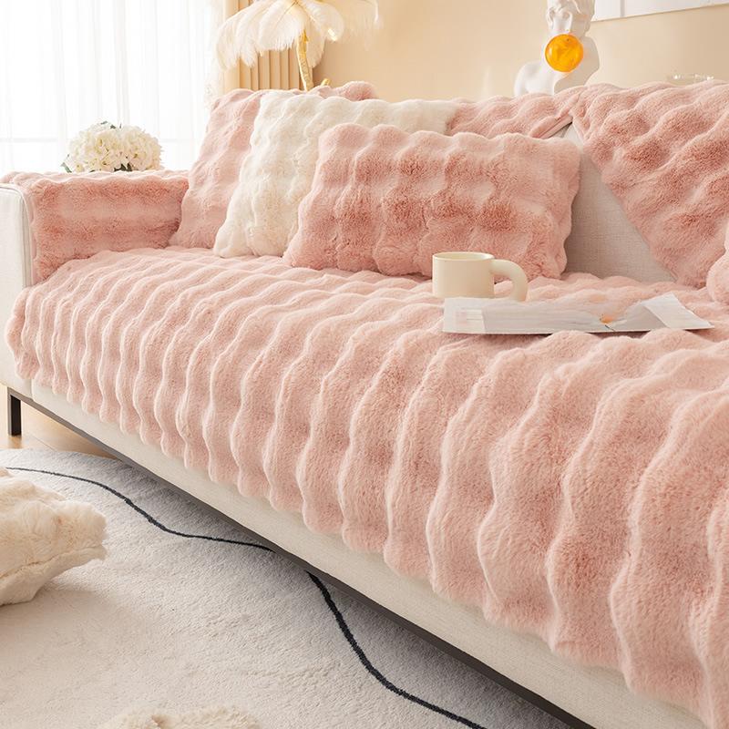 Winter Plush Sofa Cushion Thickened Non-Slip Light Luxury Cushion Winter Leather Sofa Cover Cover Cloth