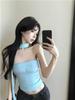 #Summer New Pure Desire One-word Circumference Letter Hot Diamond Scarf Tube Top Slim Fit Fixed with Chest Pad Versatile Top