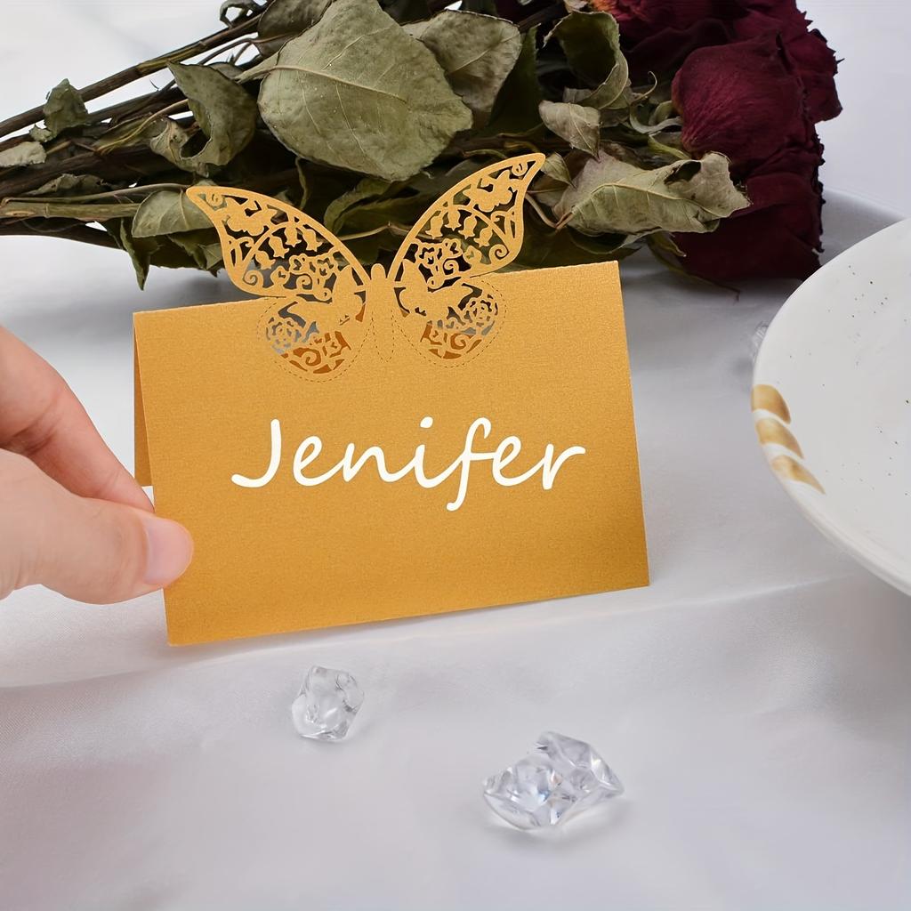 25 Pcs 3D Butterfly Business Cards Gold Business Cards Laser Cut Design Table Cards Guest Name Table Setting Reception Food Logo