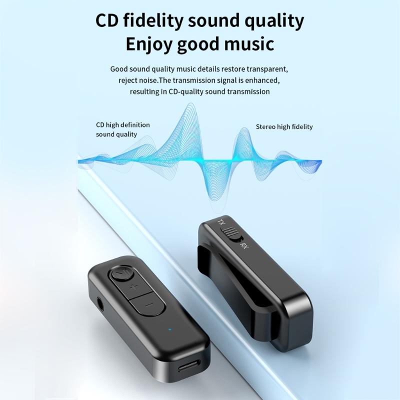 Double Function Bluetooth-compatible 5.3 Transmitter Receiver 2400Mhz 1200Mbps for Fast Wireless Auditory Connection