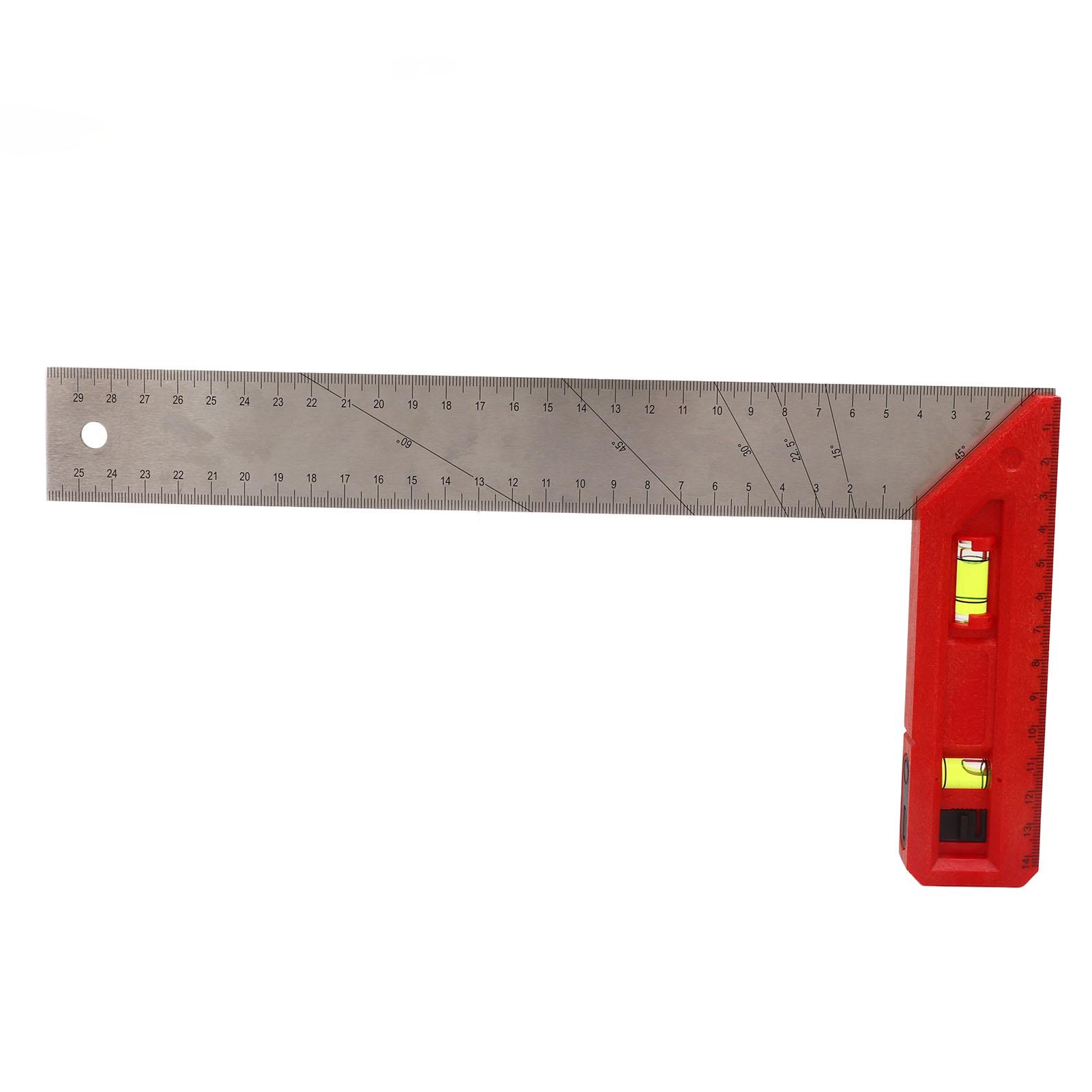 

Woodworking Square Carpenter Professional Measurement Ruler 90 45 Degree with Level Bubble 30cm
