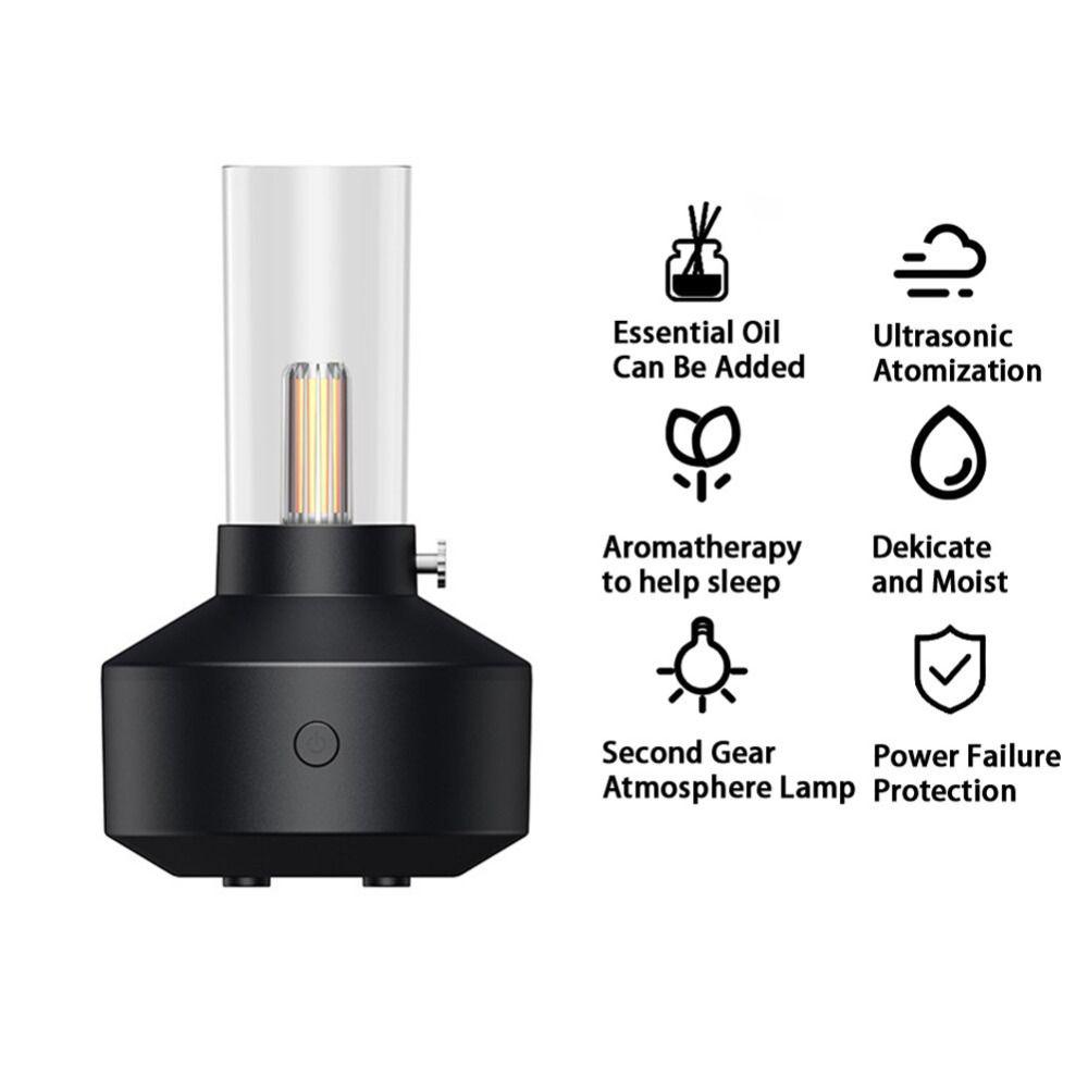 

Bedroom Night Light Home Ultrasonic Mist Maker Aroma Diffuser Smart Shutoff Air Humidifier чорний