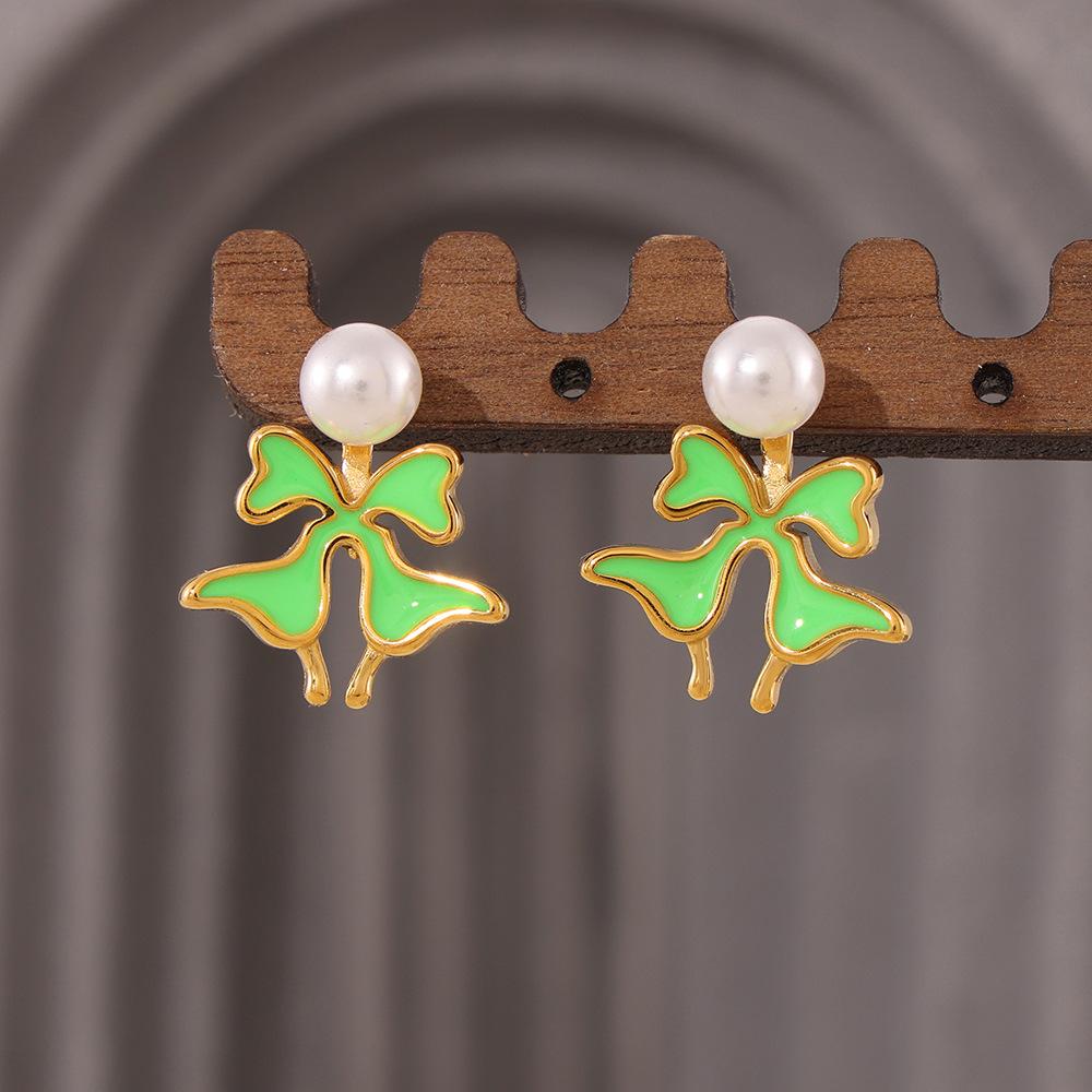 

Simple Earrings, Titanium Steel Imitation Pearl Glaze Butterfly Stud Earrings, Niche Temperament Design Women s Jewelry