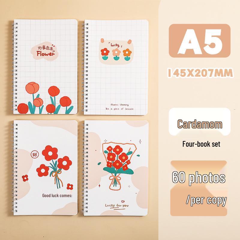 A5 Floral Spiral Notebook: Girlish Heart Study Stationery, Loose-Leaf Student Journal