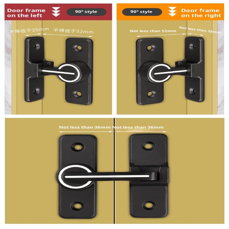 Door Lock Zinc Alloy 90 Degree Sliding Door Latch Heavy Duty Barn Gate Bolt Protect Privacy Cabinet Closet