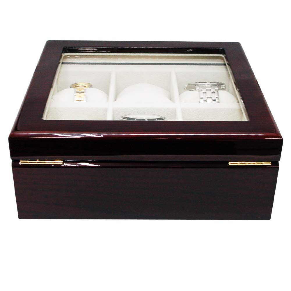 IGIMI Watch Holds 6 Wooden with Brown Wood Grain Labor Appreciation Box, Watches, Window, Pattern, Senari,
