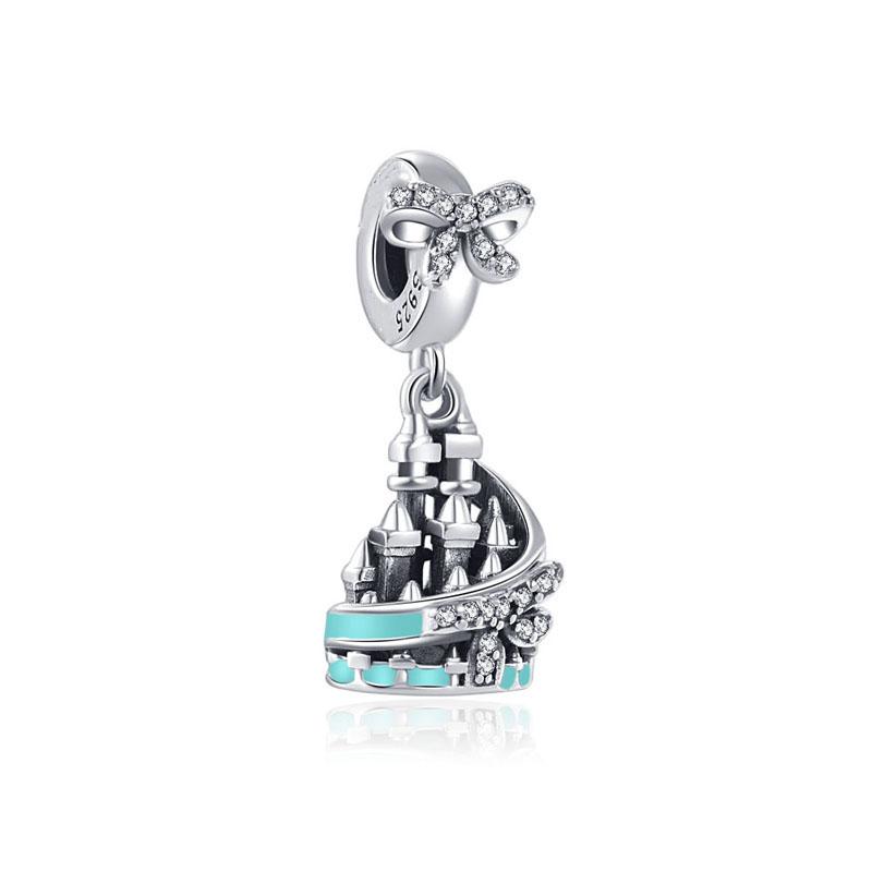 Miniso Disney Flower Fairy Castle Bow Charm Silver 925 Fine Jewelry For Women Original Bracelet Beads New