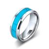 Fashion trendy men's titanium steel ring, shell patch dripping turquoise ring
