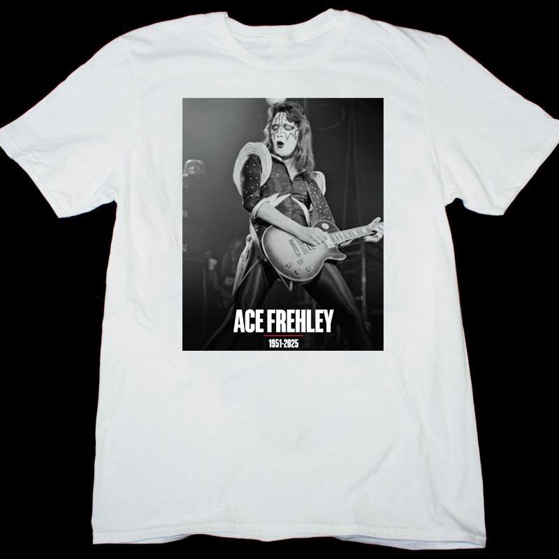 

NEW ACE FREHLEY 1951 - 2025 Heavy Cotton White T Shirt S-5XL C238 Unisex T-Shirt S разноцветный