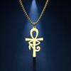 Fashion Stainless Steel Ankh Eye of Horus Pendant Necklace Waterproof Hypoallergenic Egyptian Symbol Jewelry for Women Men