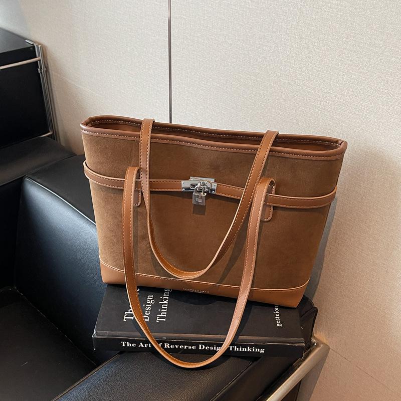 

2025 Сумка-тоут большого объема высокого класса: Модная, Универсальная, Простая сумка-ведро коричневый