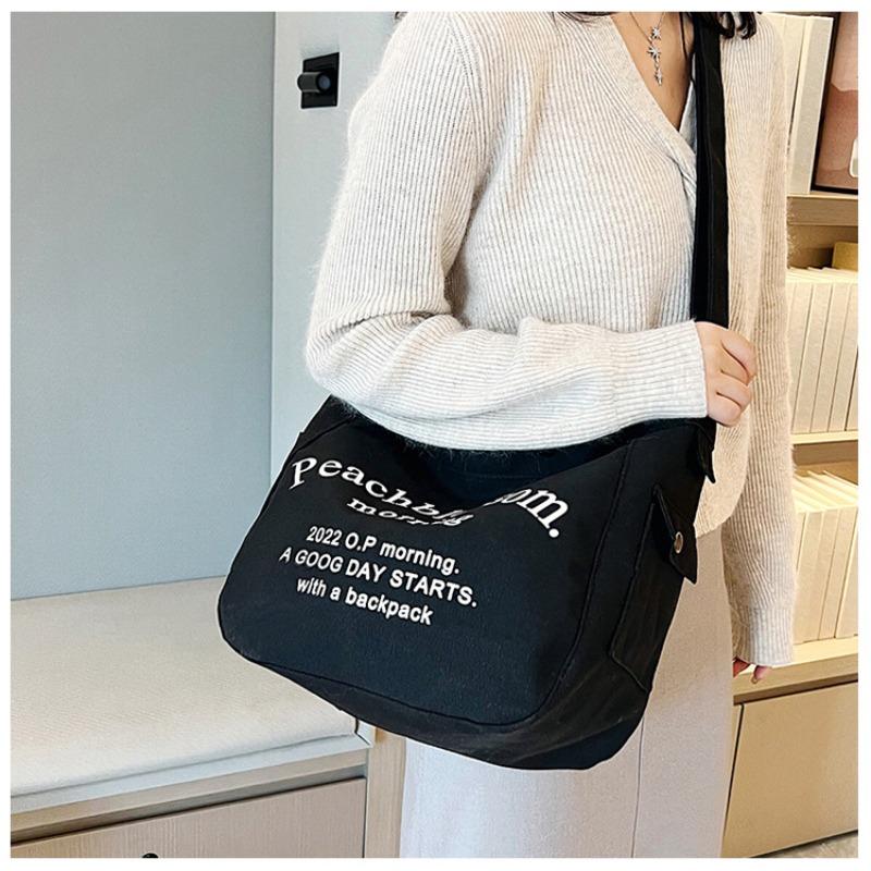 New Underarm Bag Fashion Versatile Women's Bag Canvas Niche Letter Bag Large Capacity Underarm Shoulder Bag