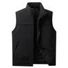 Men's Casual Solid-color Light Down Cotton Vest, Men's Stand-up Collar Zip-up Workwear Vest Jacket