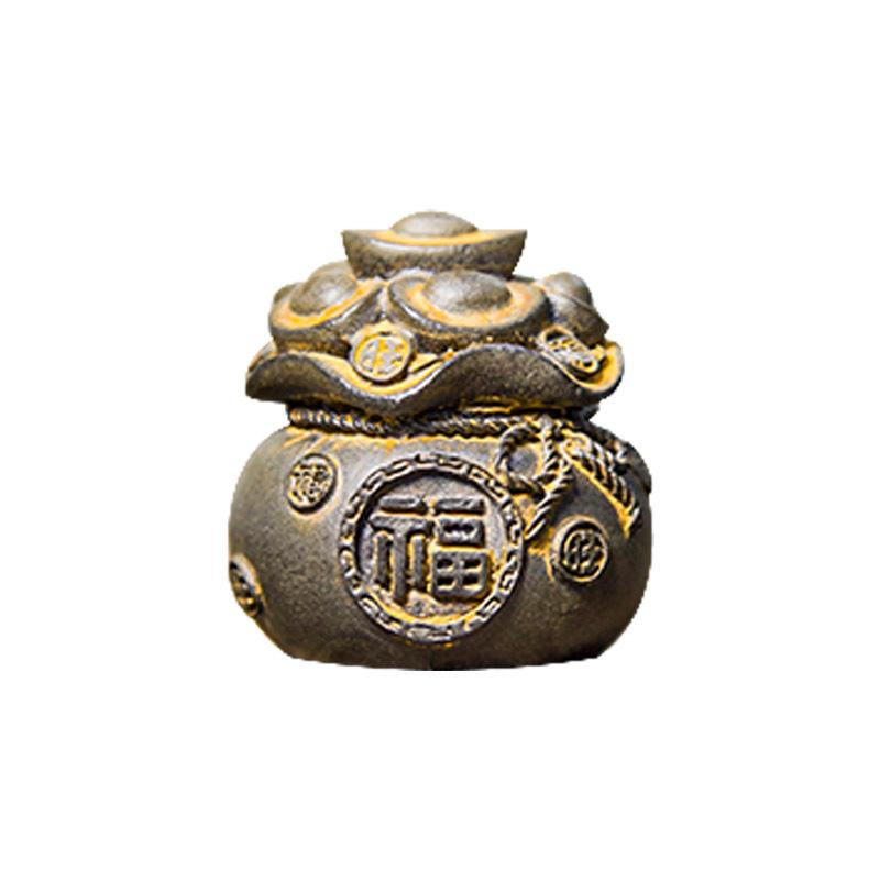 Ornamento Vaso del Tesoro Yuanbao della Fortuna: Decorazione Desktop Retrò per Attirare Ricchezza