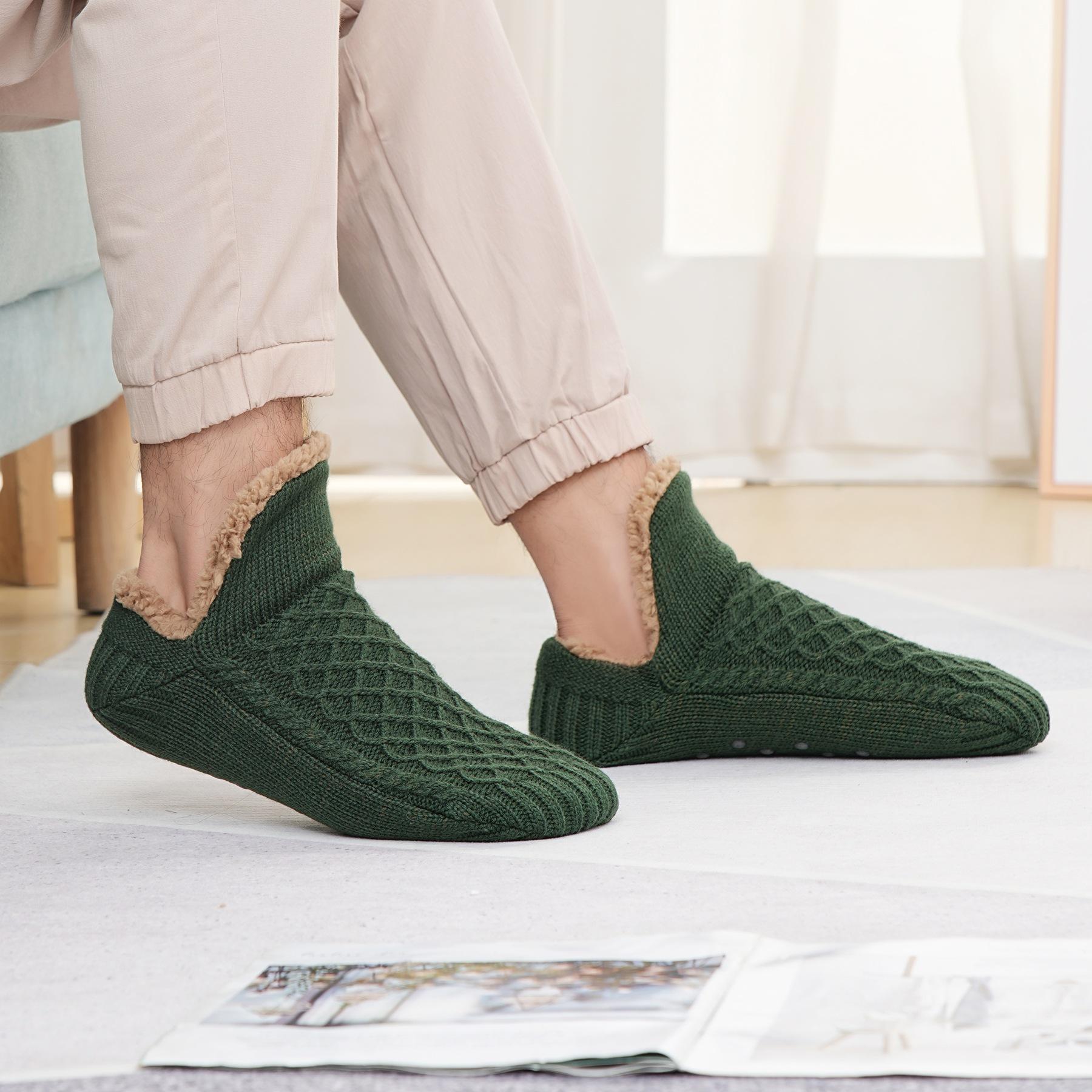 

Men s Thickened Wool Velvet Slip-Resistant Indoor Sock Covers One Size (40-43) армия зеленый