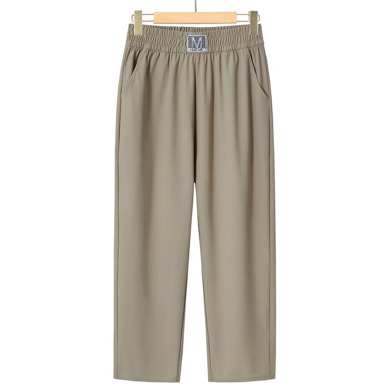 Mid-Aged Women s Summer Elastic Waist Straight-Leg Pants 5XL