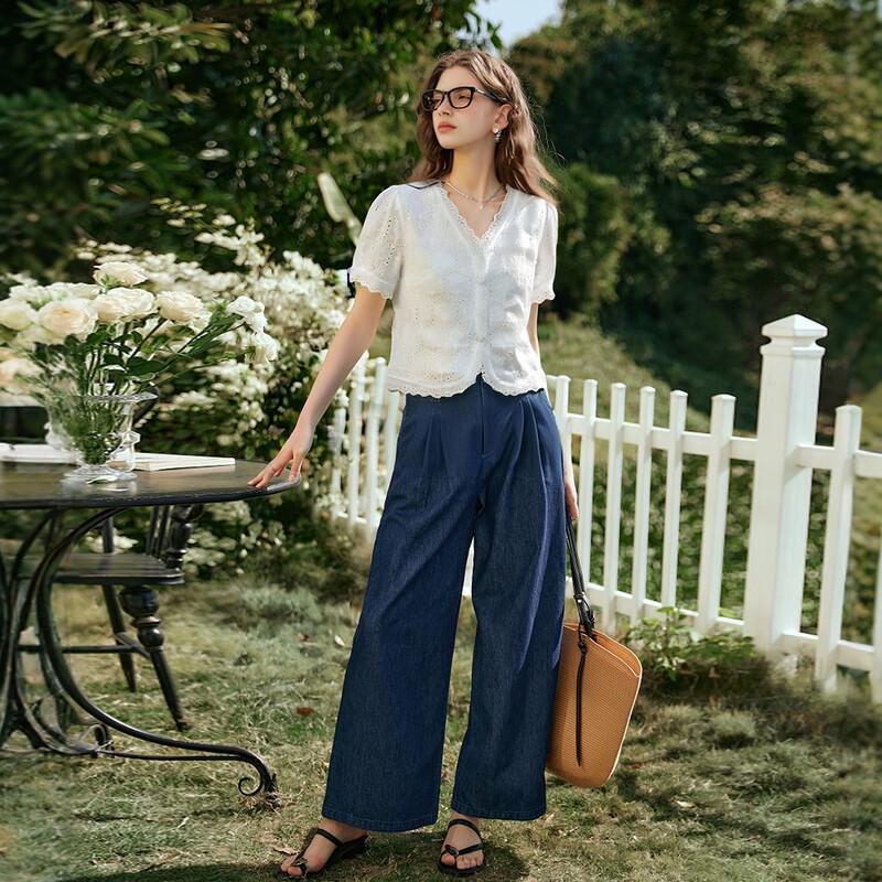 

Olrain Women s V-Neck Lace Hollow-Out Blouse M