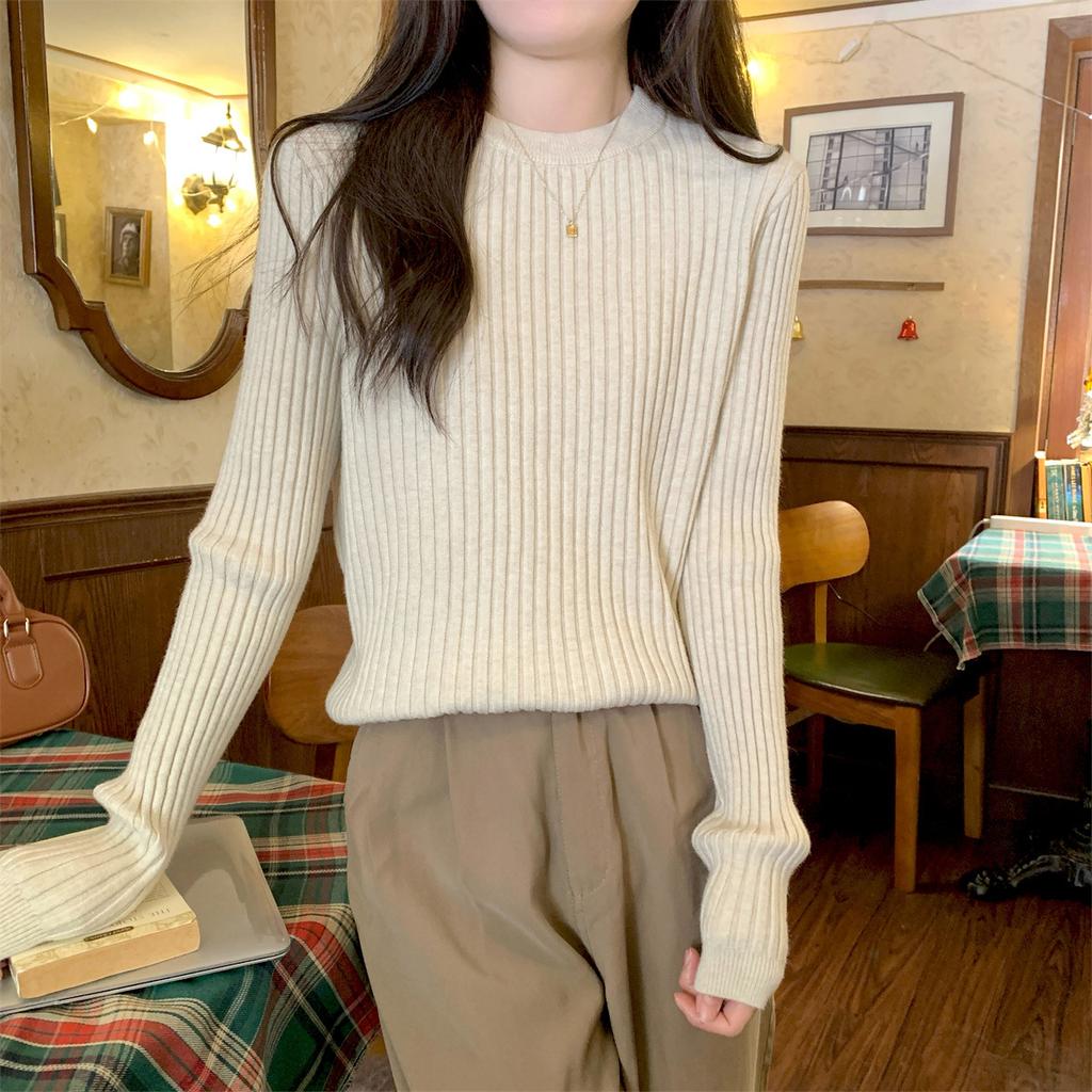 Spring New Niche Chic Pit Strip Knitted Sweater Women's Simple Inner Top Soft Waxy Bottoming Shirt